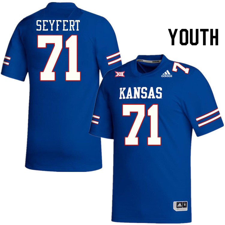Youth #71 Grady Seyfert Kansas Jayhawks College Football Jerseys Stitched Sale-Royal